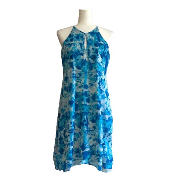 Calvin Klein Dress Blue Watercolor Sleeveless Knee Length Shift Trapeze Size 4 - Picture 12 of 12